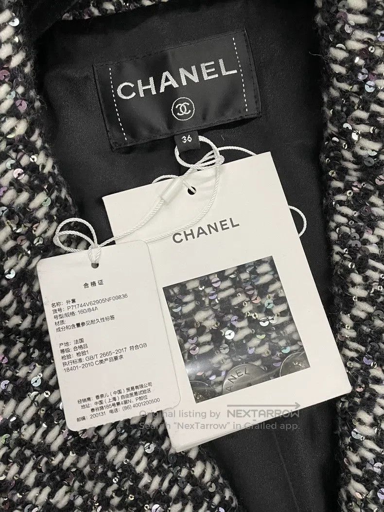 Chanel Chanel Black and white sequin tweed lapel jacket Size XS / US 0-2 / IT 36-38 - 4 Thumbnail