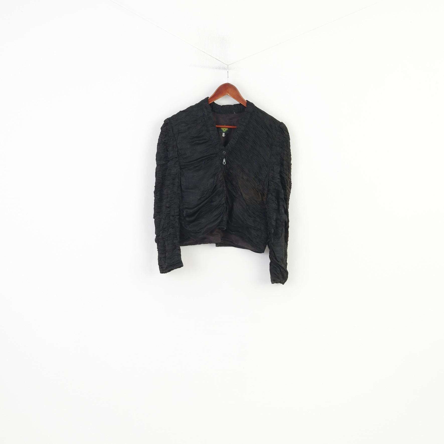 Vintage Evateks Women 1 L Jacket Bolero Black Full Zipper Puff 3698 Size L / US 10 / IT 46 - 1 Thumbnail