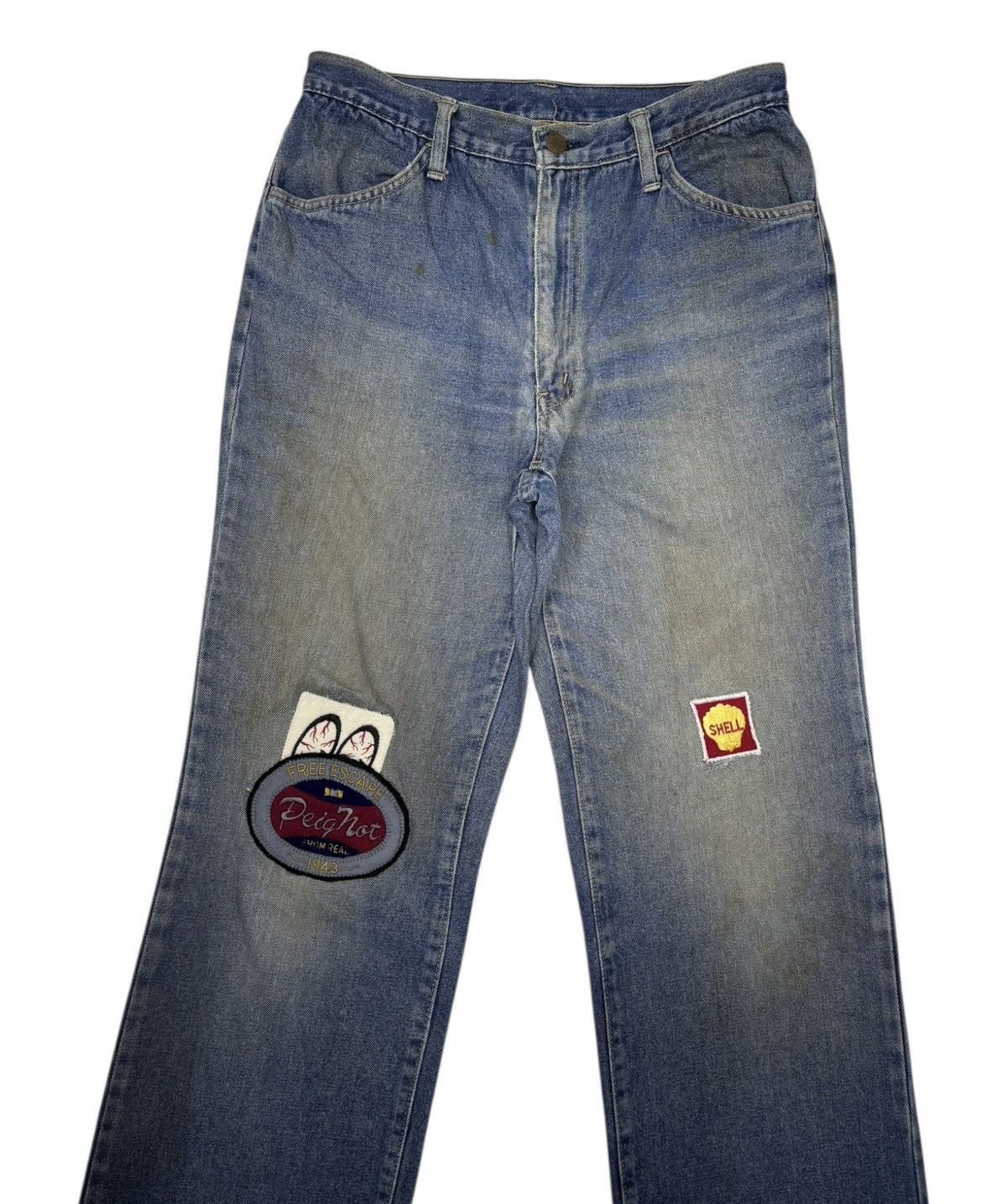 Japanese Brand × Jean Vintage Japanese Brand Mooneyes Patches Loose Fit Denim Jean Size US 30 / EU 46 - 5 Thumbnail