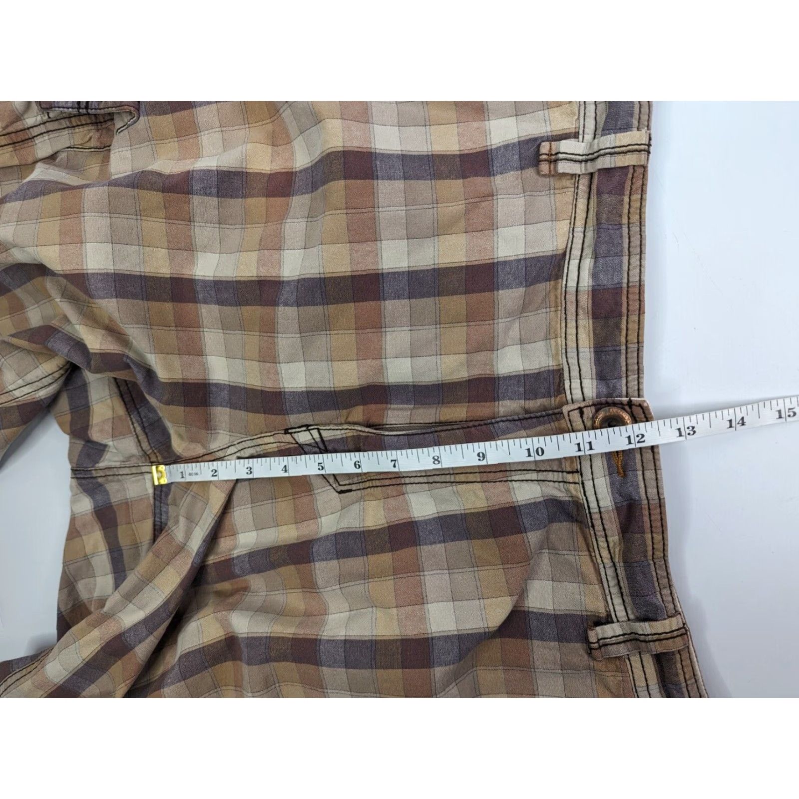 Tommy Bahama Tommy Bahama Cargo Shorts Men 38 Beige Brown Orange Plaid 100% Cotton Outdoors Easy Care Relaxed Cargo Pocket Casual Beach Early 90s? Size US 38 / EU 54 - 4 Thumbnail