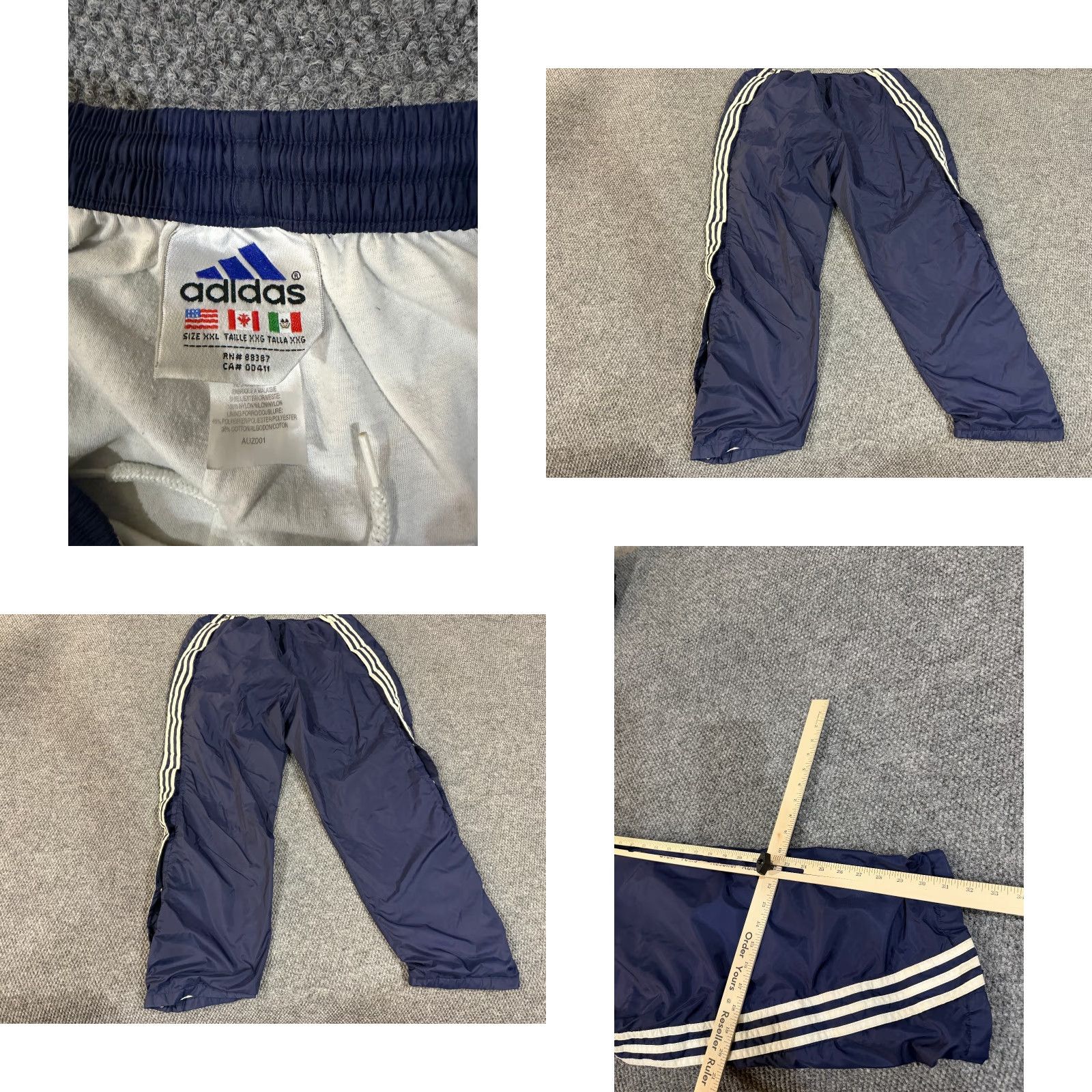 Adidas VINTAGE adidas Track Pants Mens 2XL Blue Stripe Tear Away Snap 90s Boys Girls Mens? Size US 39 - 8 Thumbnail