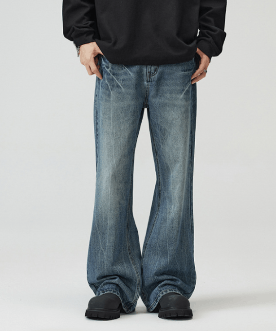 Japanese Brand American high street lightning crack cleanfit flared jeans Size US 32 / EU 48 - 1 Thumbnail