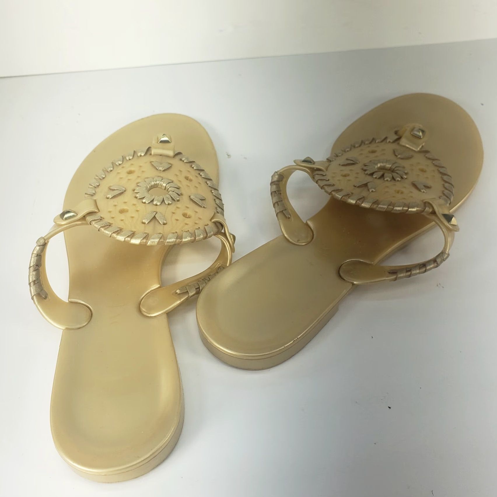 Jack Rogers JACK ROGERS Georgica Womens Sandal Slip-On Gold Jelly Whip Stitch Medallion Studded Flat Heel 7 US Womens Size US 7 / IT 37 - 4 Thumbnail