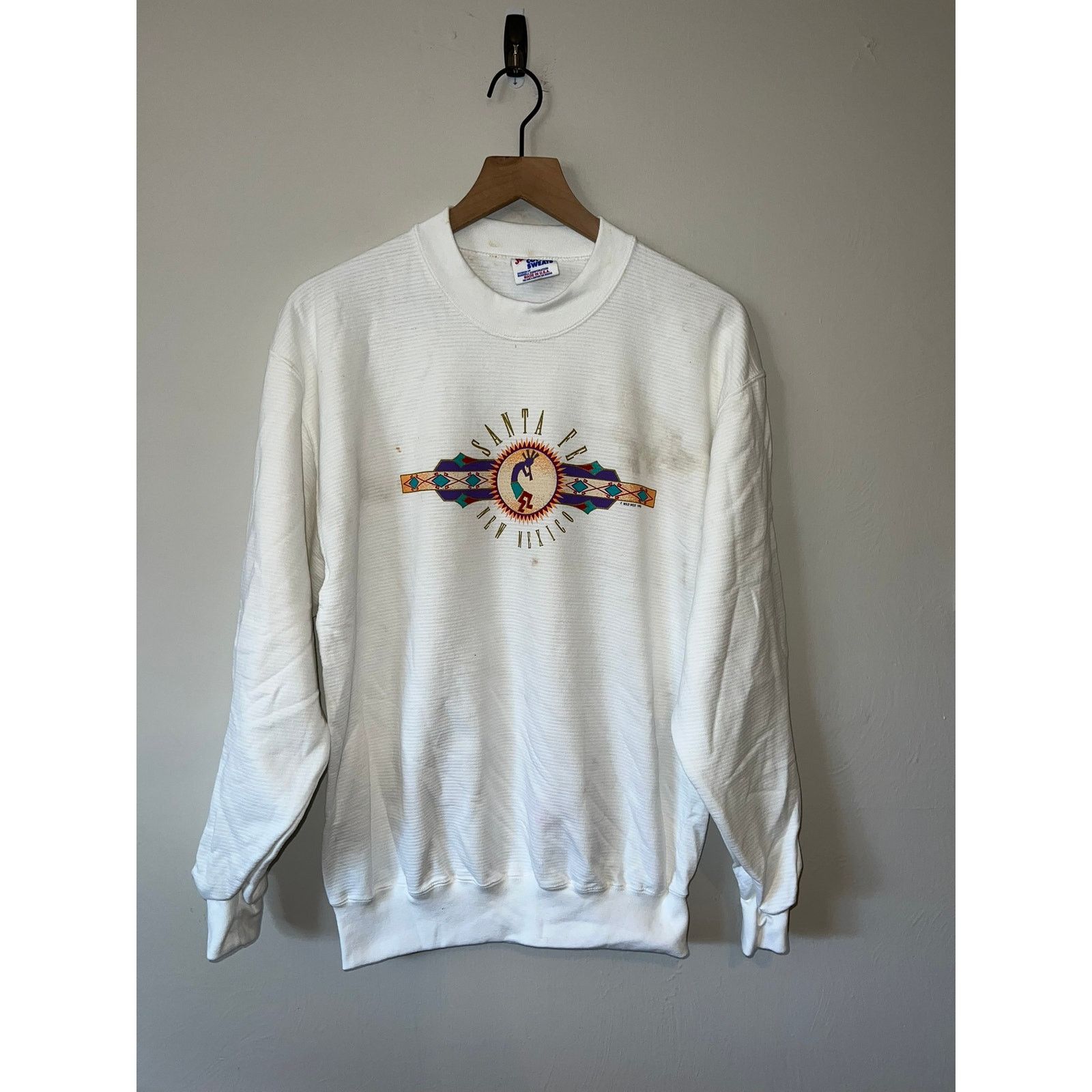 Jerzees Vintage Santa Fe Sweatshirt New Mexico Crewneck STAINED 90s Size US M / EU 48-50 / 2 - 1 Thumbnail
