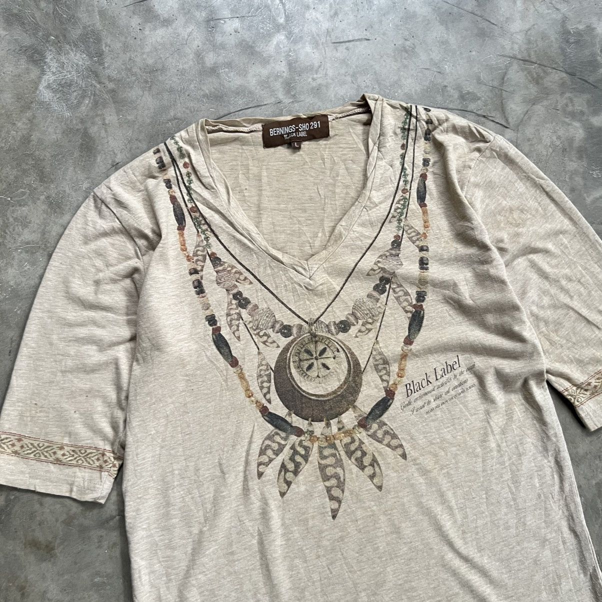 2000’s Bernings Sho 291 Black Label Necklace Printed Shirt