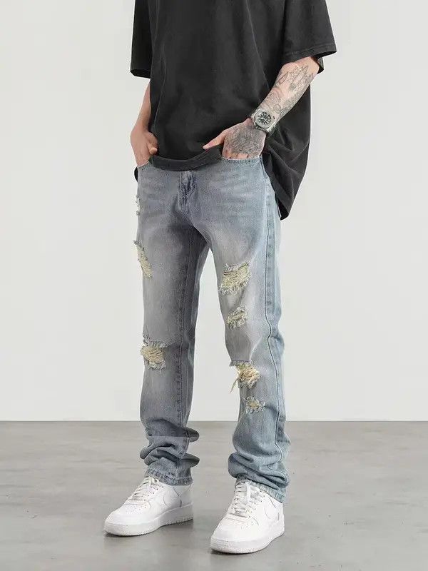 Japanese Brand VIBE High street style washed ripped straight jeans Size US 32 / EU 48 - 7 Thumbnail