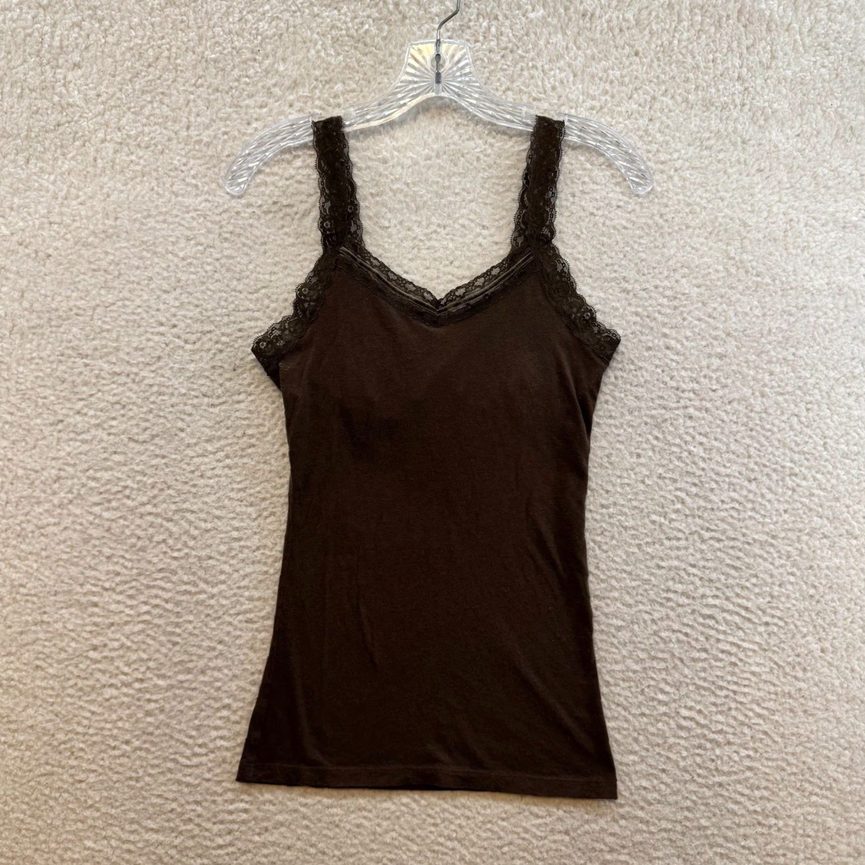 Mossimo VINTAGE Y2K Camisole Tank Top Shirt XS/S Brown Lace Boho Grunge Whimsigoth Mossimo Womens Mens? Size S / US 4 / IT 40 - 2 Thumbnail