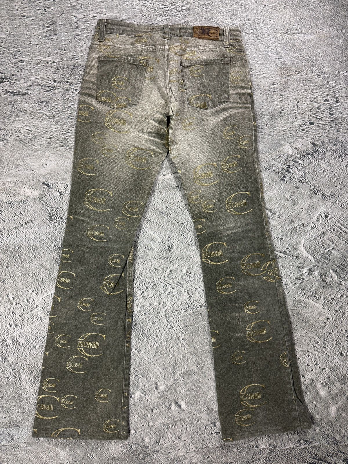 Roberto Cavalli Just Cavalli flared jeans monogram fullprint Y2K washer Size 27" / US 4 / IT 40 - 1 Thumbnail