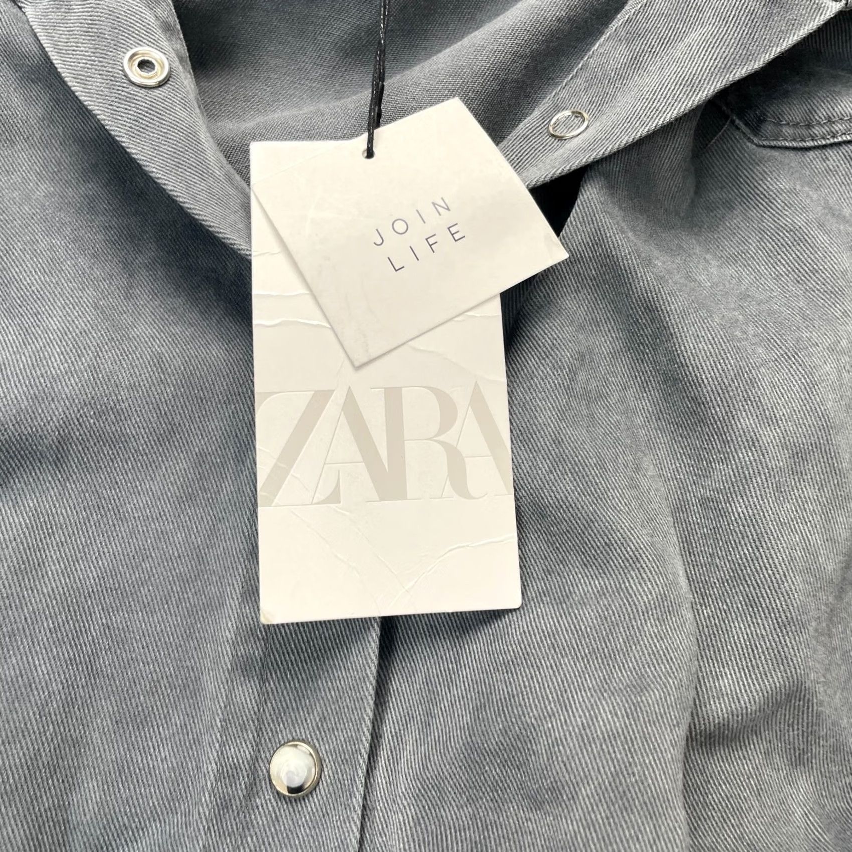 Zara Zara Jumpsuit Womens Small Gray Denim Belted Snap Tapered Romper One-Piece Casual Bohemian Size 28" / US 6 / IT 42 - 4 Thumbnail