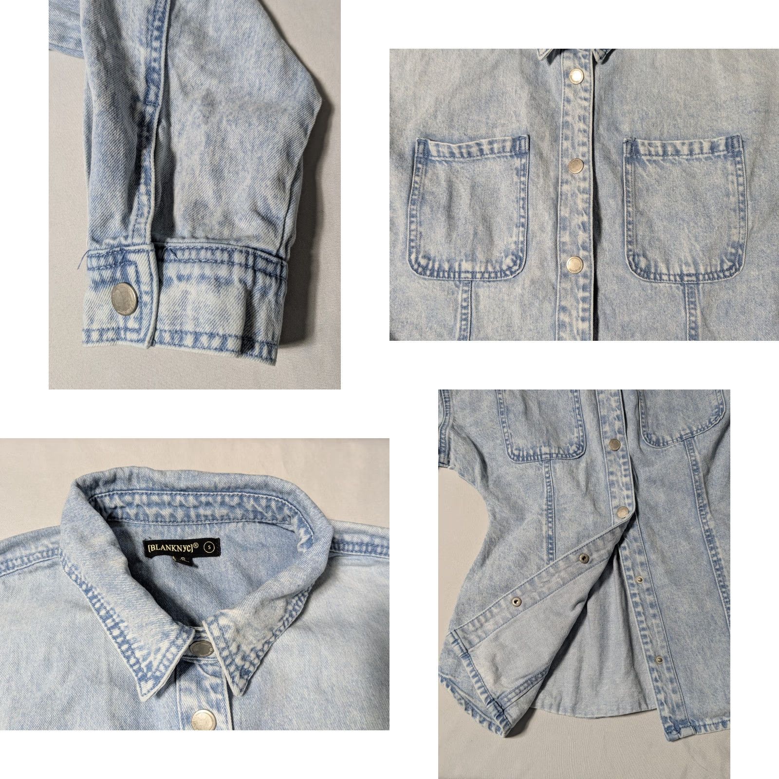 Vintage BLANKNYC Shacket Denim Snap Ruched Back Shirt Jacket Women Small Blue Size S / US 4 / IT 40 - 9 Thumbnail