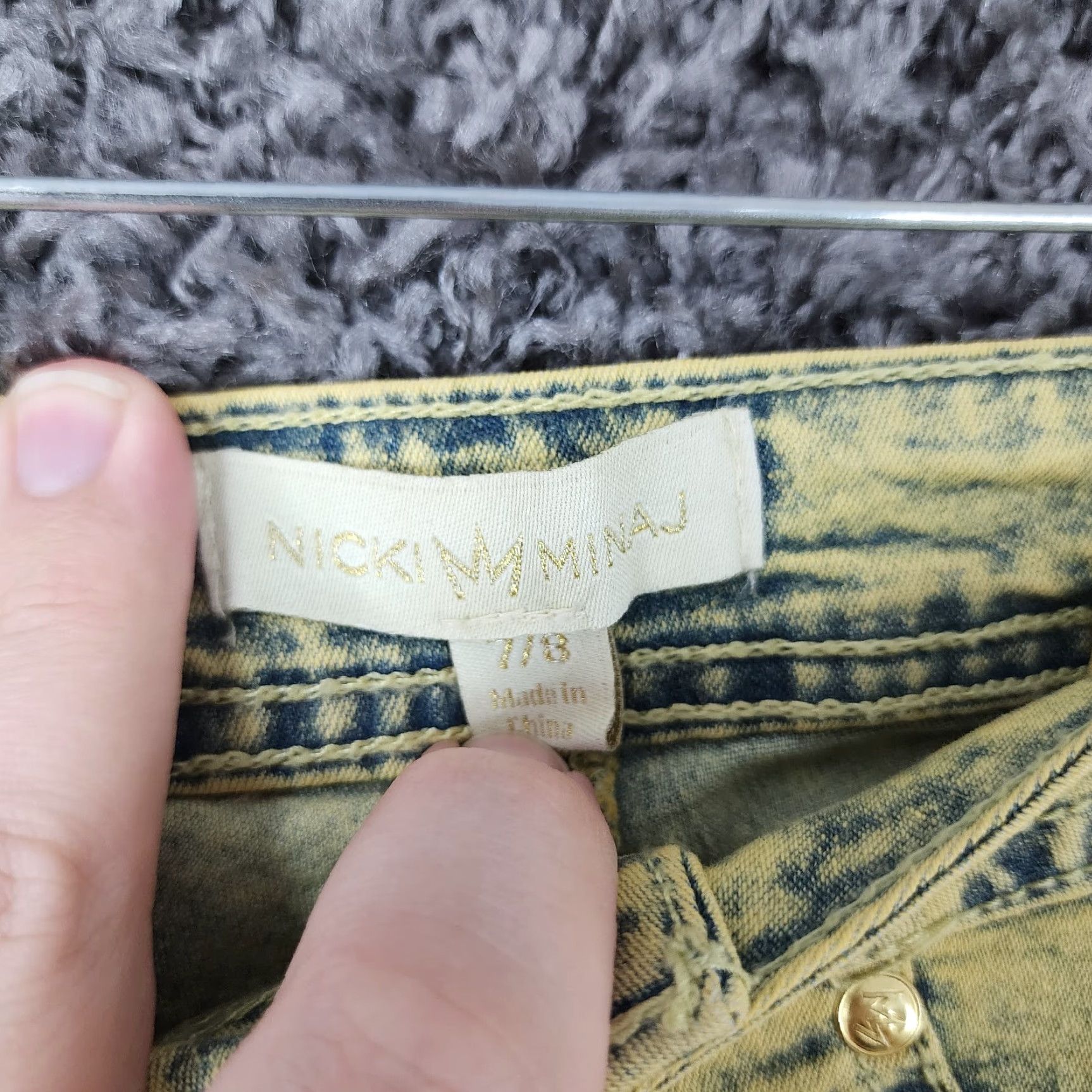 Vintage NICKI MINAJ Womens Jeans Jegging Yellow Acid Wash Stretch Curvy Size 8 26" W 27" Inseam Womens Size 30" / US 8 / IT 44 - 3 Thumbnail