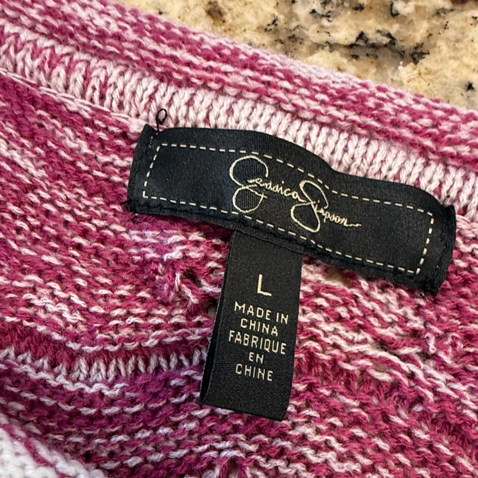 Other Jessica Simpson soft knit sweater pink white crop sleeve LG Size L / US 10 / IT 46 - 5 Thumbnail