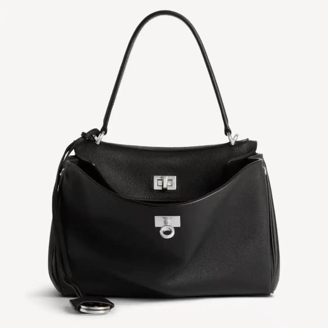 Balenciaga Black Cowhide Leather Crossbody Bag Detachable Strap, Women's