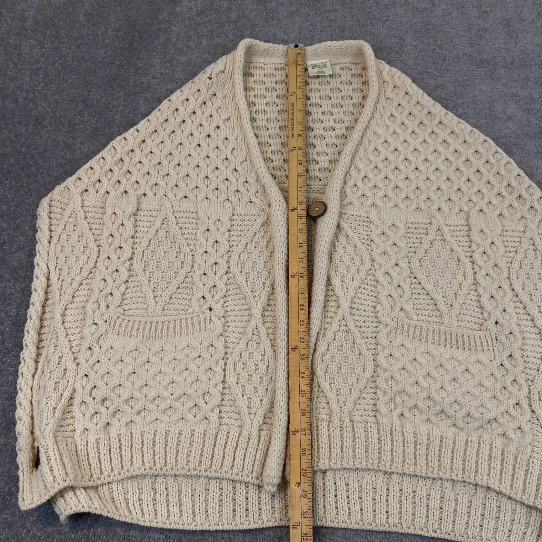 Vintage VINTAGE KILRONAN Knitwear Poncho Sweater Cardigan Merino Wool Cableknit Women One Size Cream Size ONE SIZE - 6 Thumbnail