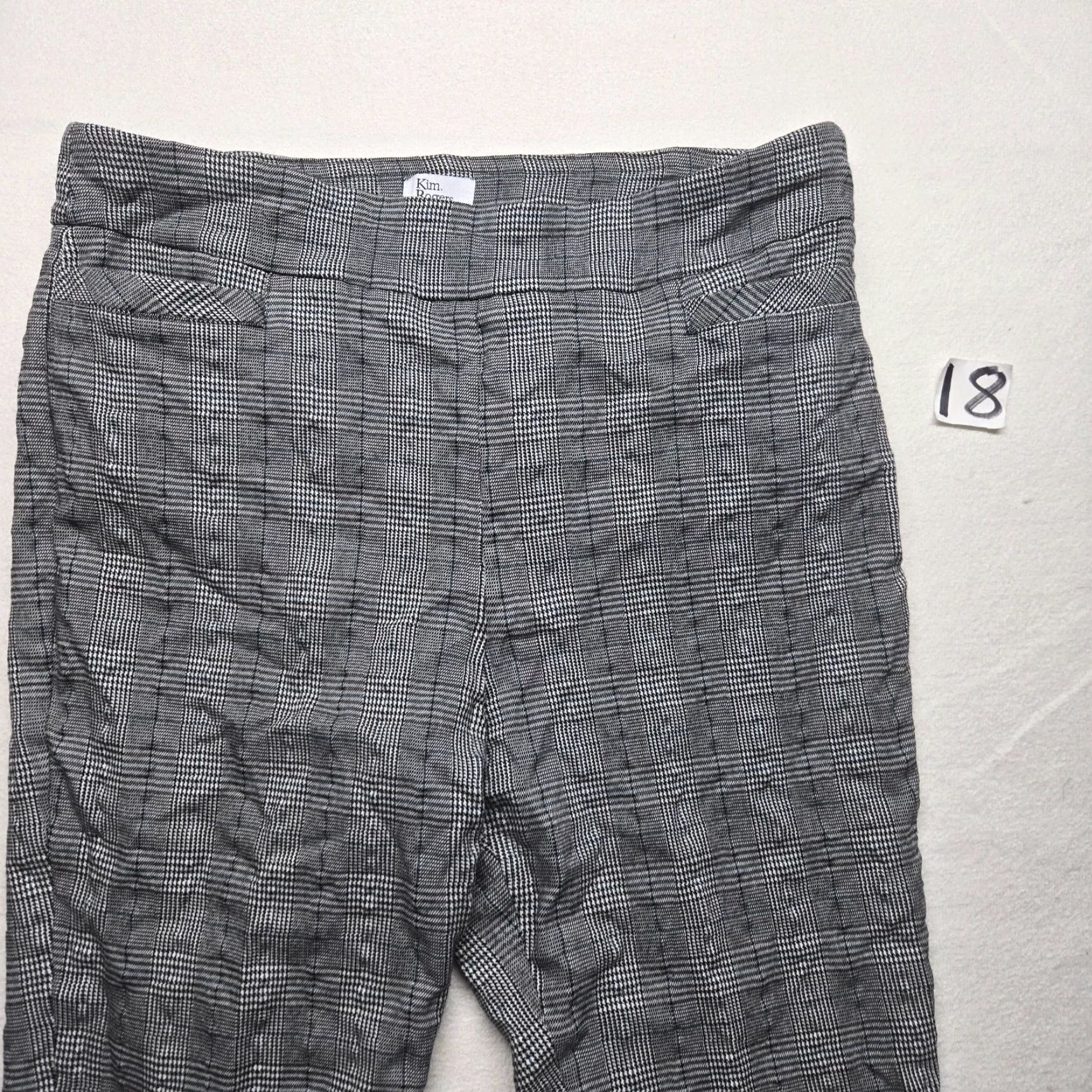 Vintage KIM ROGERS Women's Pants Gray Plaid Pull On Elastic Waist Size 16S Size 38" / US 16 / IT 52 - 2 Thumbnail