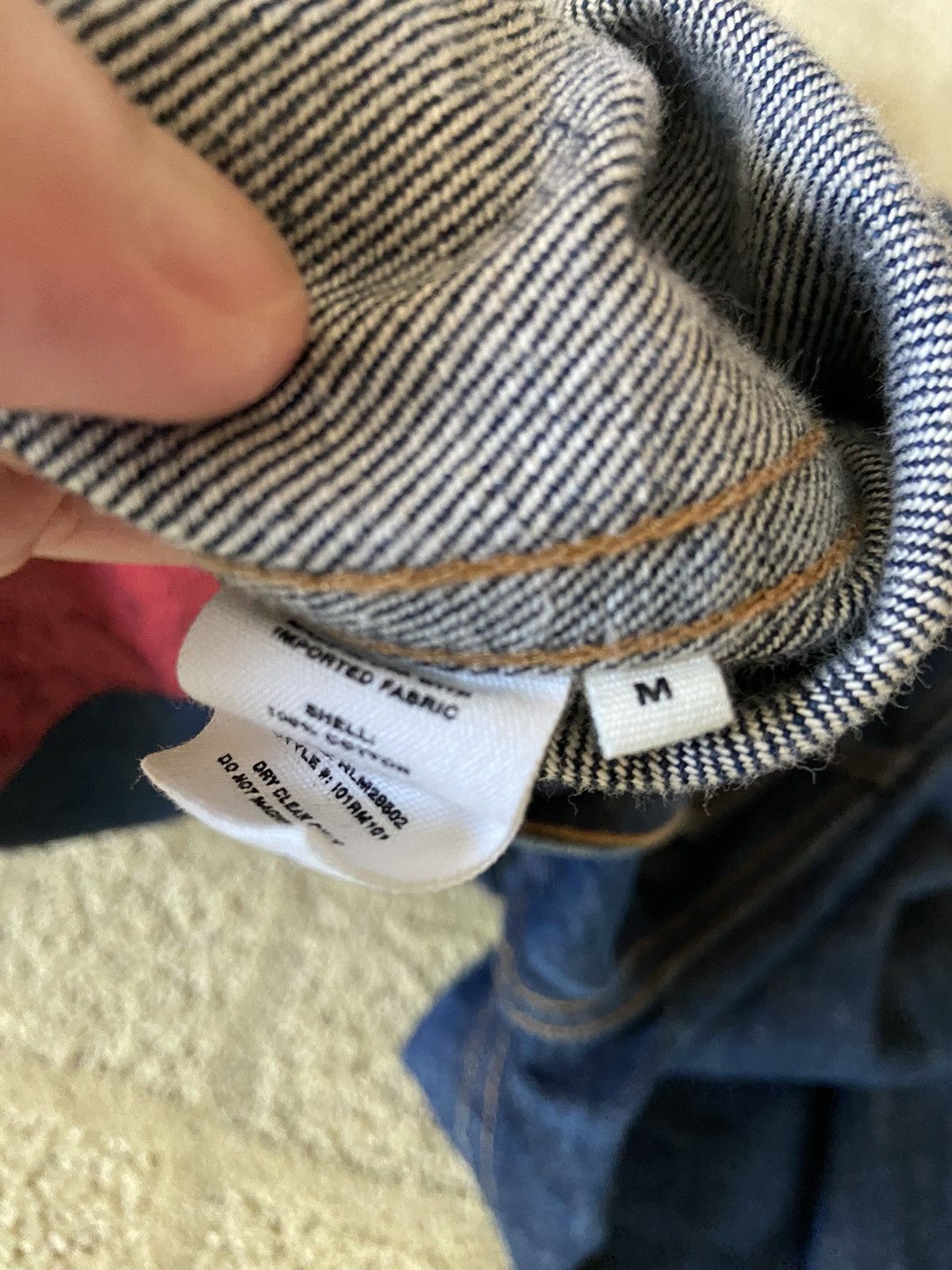 helmut lang reedition 赤ストライプ　赤ペンキ　ジャケット Helmut Lang HELMUT LANG Re-Edition Red Striped Painted Denim