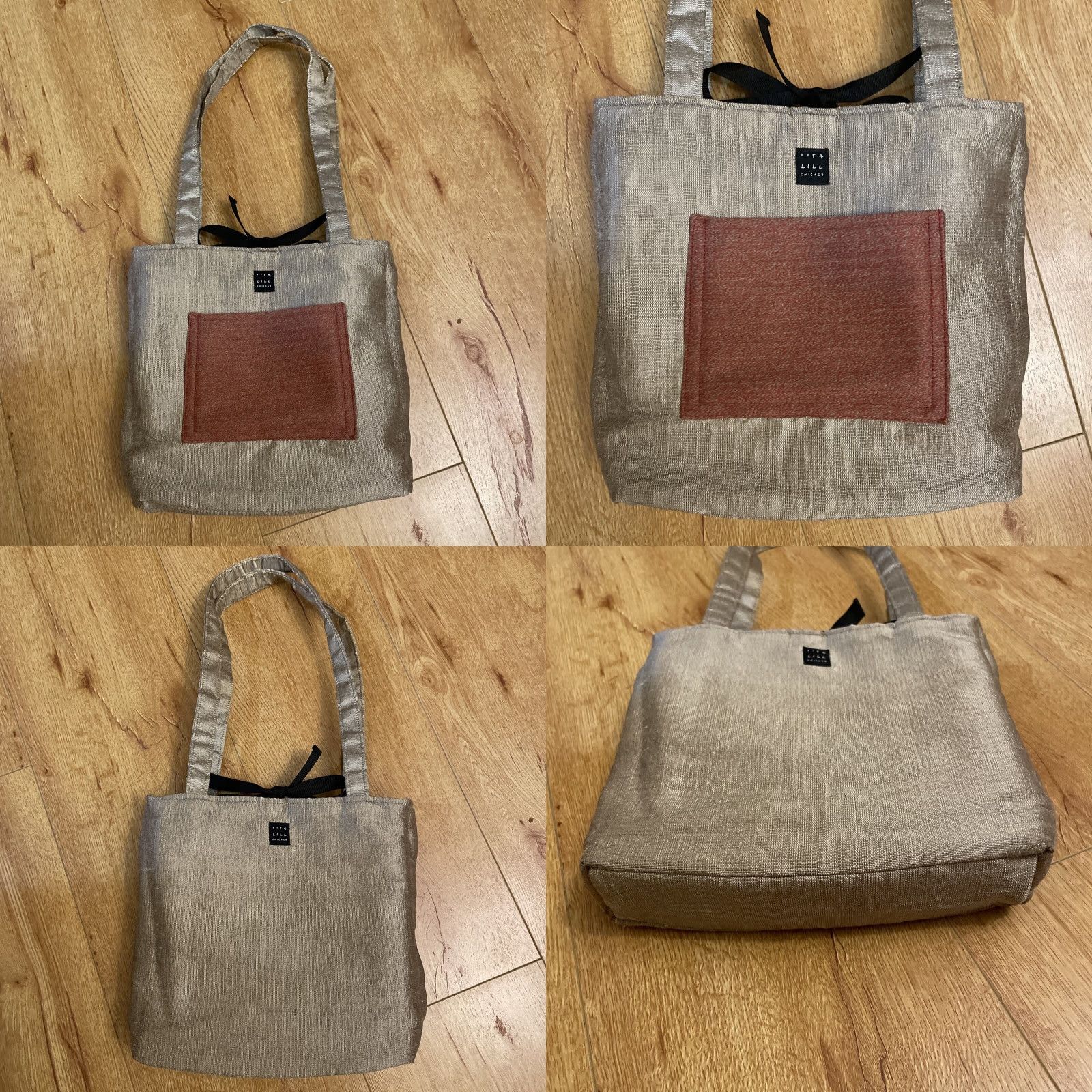 Vintage VINTAGE Lisa Lill Studio Reversable Shoulder Bag Fabric Tote Metallic Gold Two Pockets Womens Bag Brown Exterior Cotton Blend Pockets 2 Size ONE SIZE - 8 Thumbnail