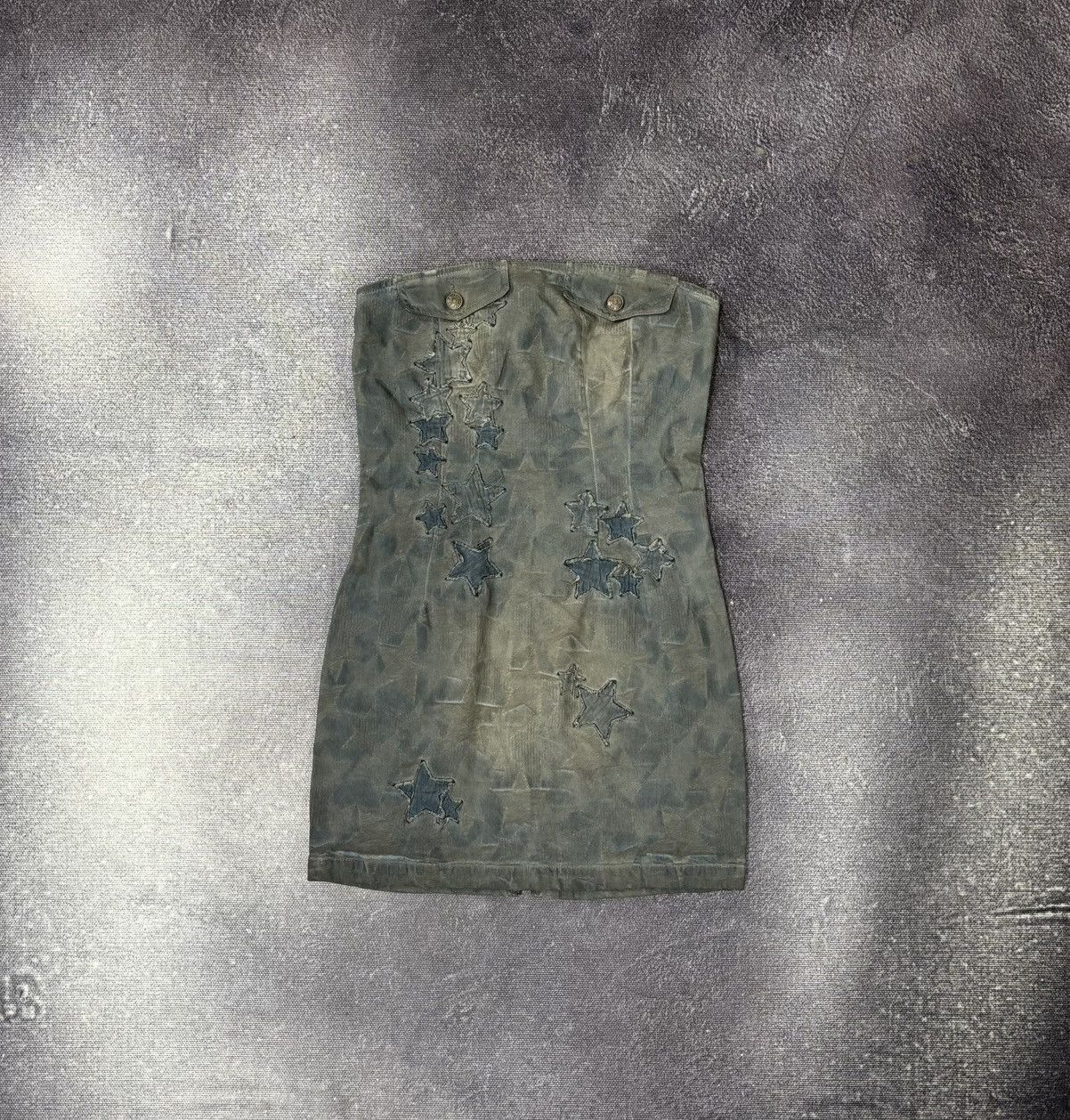 Diesel Diesel De-Dancy NWT Grey/Blue Wash Stars Denim Mini Dress Size S / US 4 / IT 40 - 1 Thumbnail