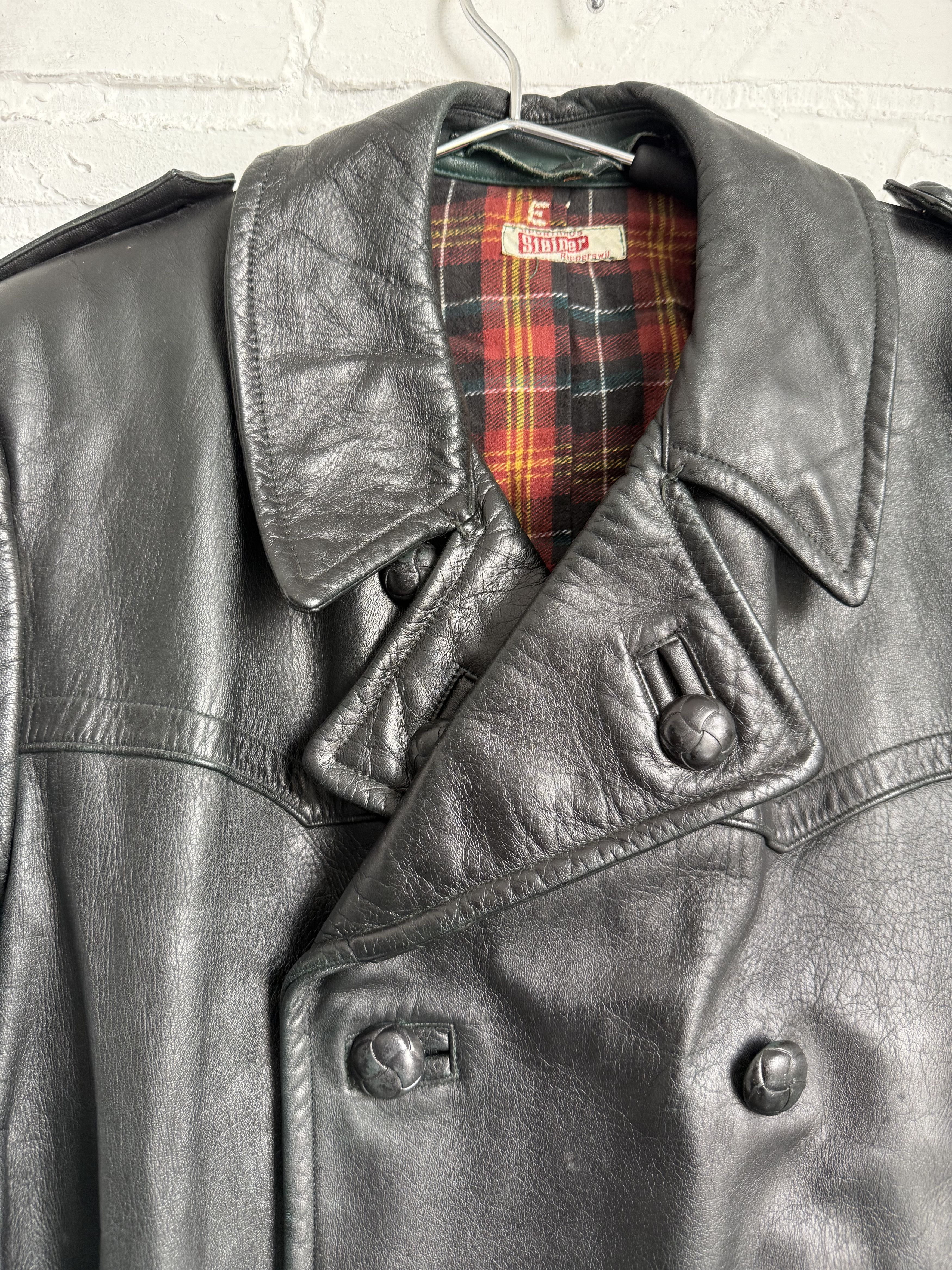 Vintage Vintage German Leather Trench Coat Ledermantel Black Size US M / EU 48-50 / 2 - 16 Thumbnail
