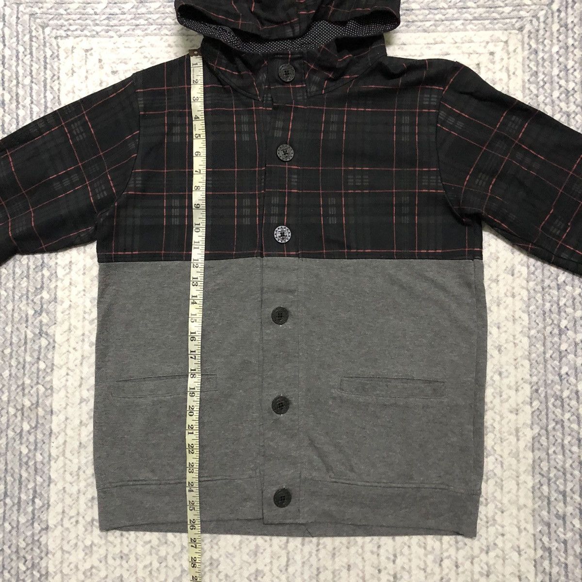 Japanese Brand × semanticdesign Rare Semantic Design Punk Plaid/Grey Button Up Hoodie Size US S / EU 44-46 / 1 - 8 Thumbnail
