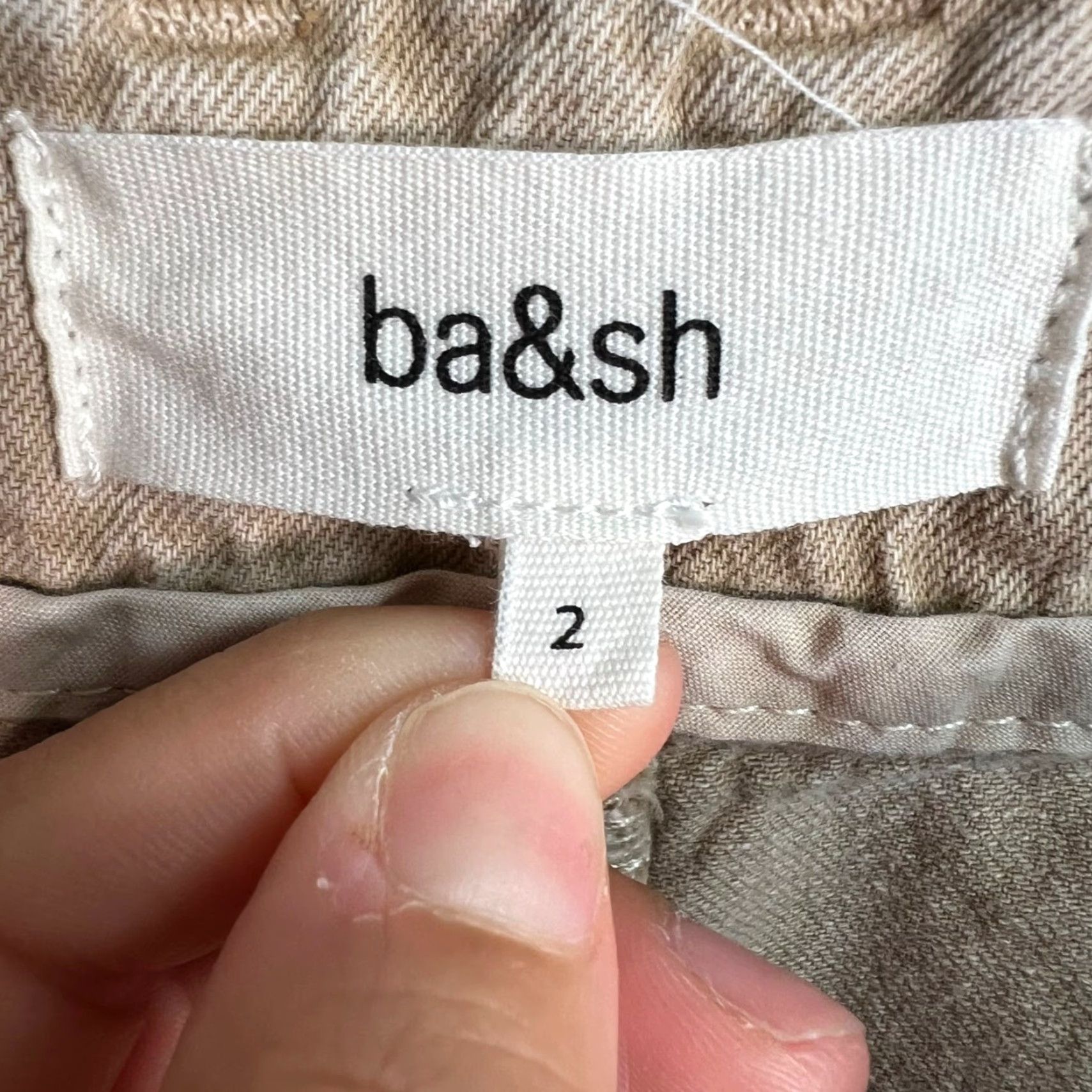 ba&sh Ba&Sh Womens High-Waisted Tapered Pants Size 2 Beige Cotton Linen Blend Size 26" / US 2 / IT 38 - 3 Thumbnail