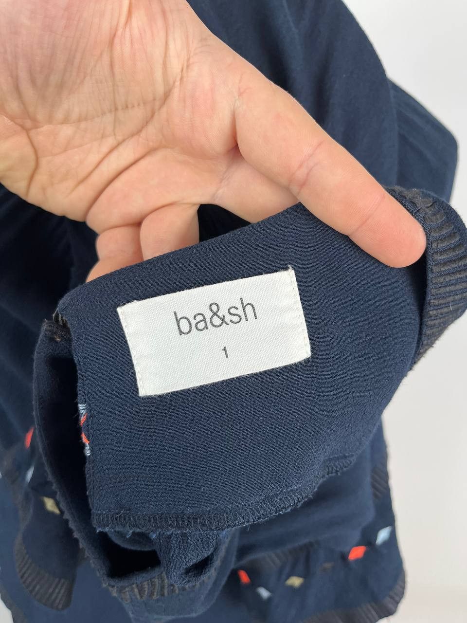 ba&sh Ba&sh Plaza Navy Embroidered Boho Mini Dress with Belt Size S / US 4 / IT 40 - 7 Thumbnail