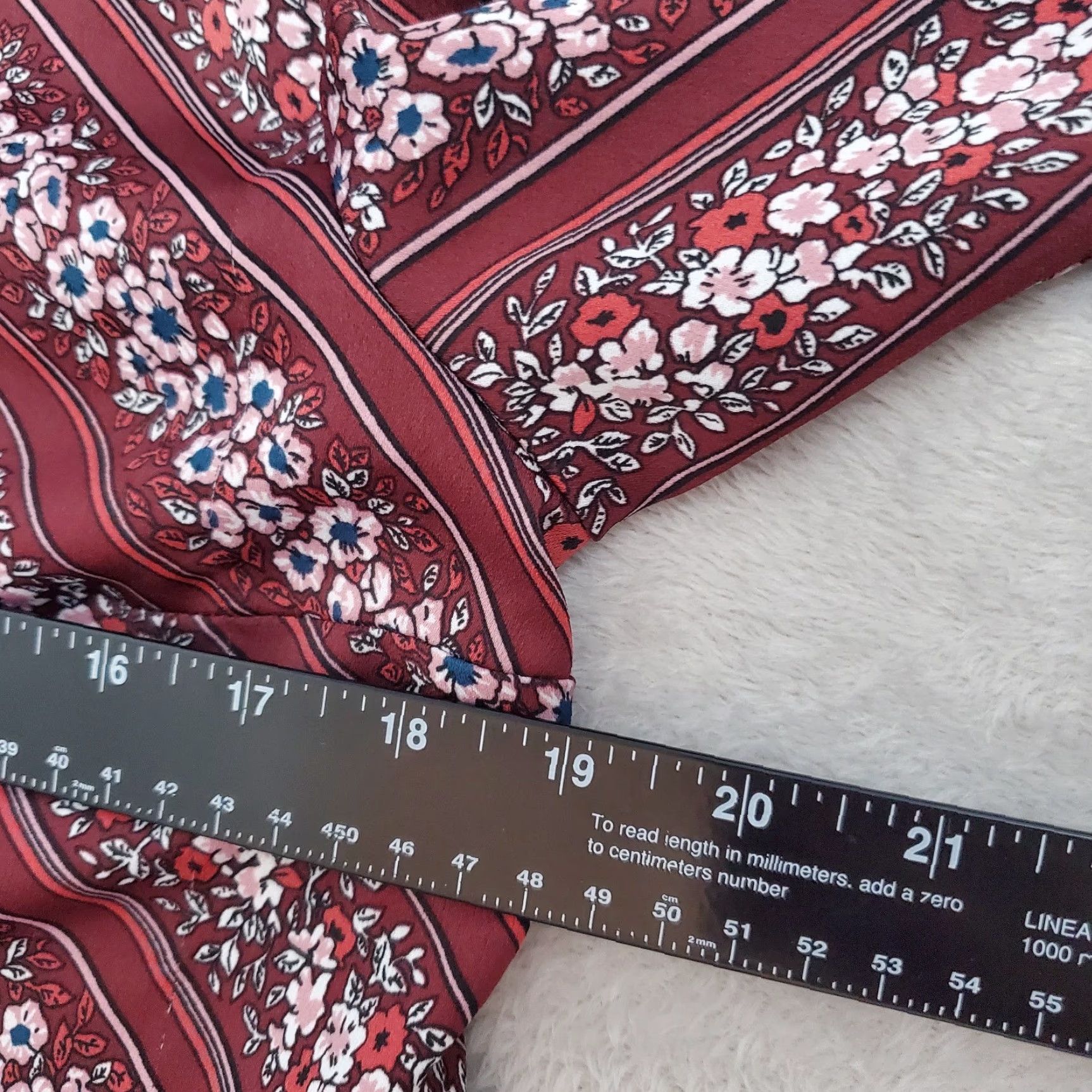 Vintage ModCloth Top Women M Burgundy Floral Stripes Collared Long Sleeve 70s Retro Blouse Size M / US 6-8 / IT 42-44 - 7 Thumbnail