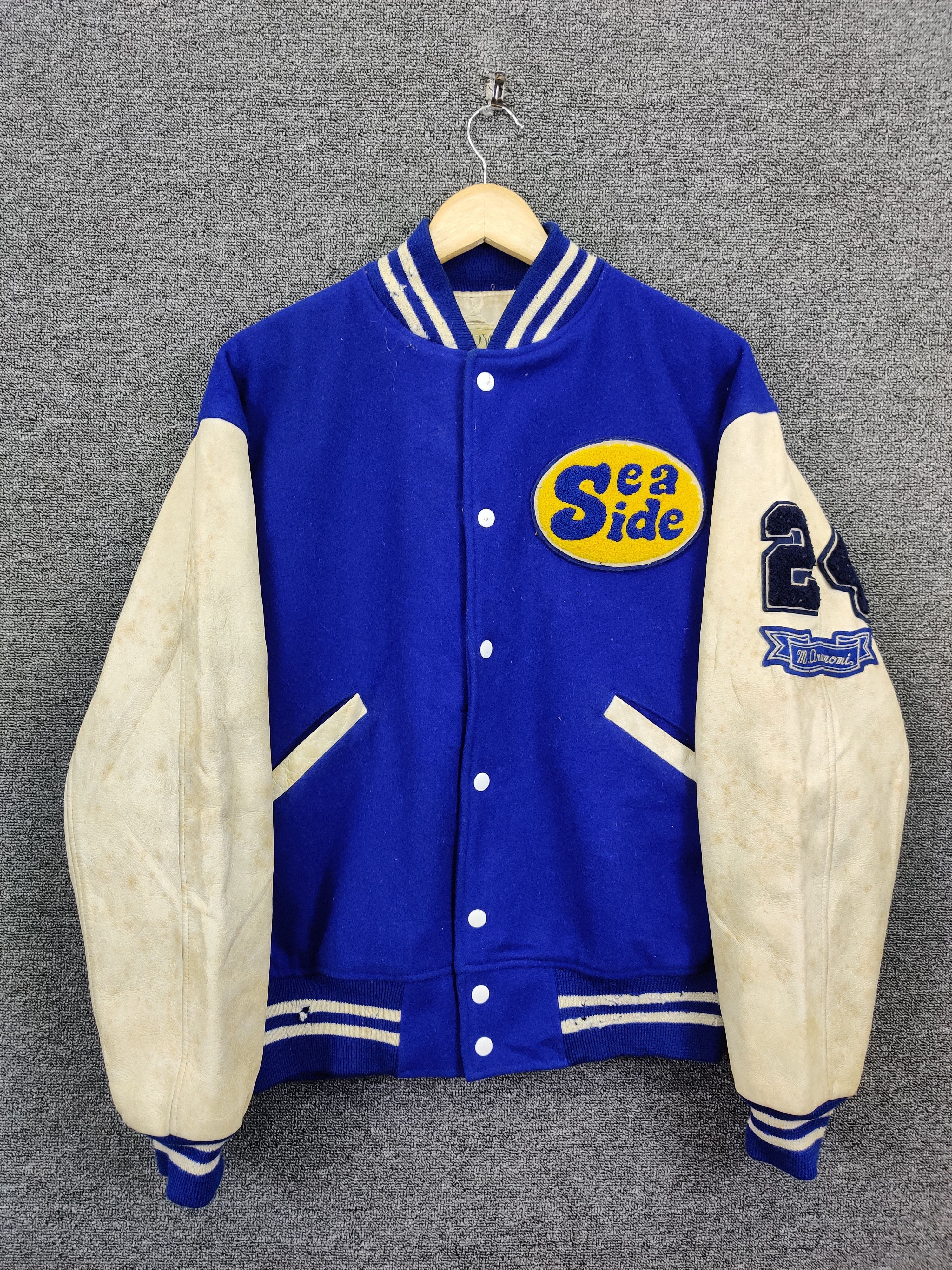 Vintage Vintage 80s David Workshop Wool Varsity Leather Jacket Size US M / EU 48-50 / 2 - 1 Thumbnail