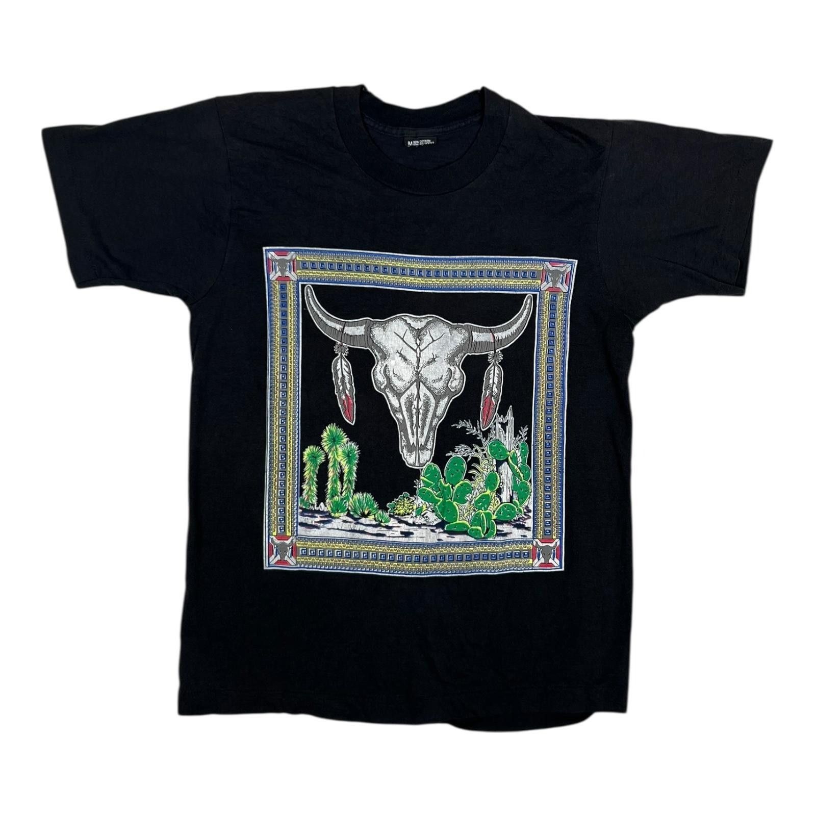 Vintage Vintage Western Bull Skull Desert T-Shirt Size S/M Single St Size US S / EU 44-46 / 1 - 1 Thumbnail