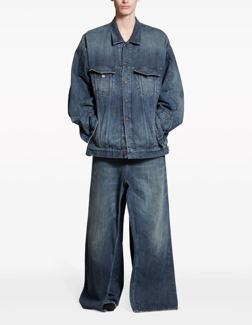 Balenciaga o1bcso1str1024 Deconstructed Jacket in Blue Size US XS / EU 42 / 0 - 2 Thumbnail