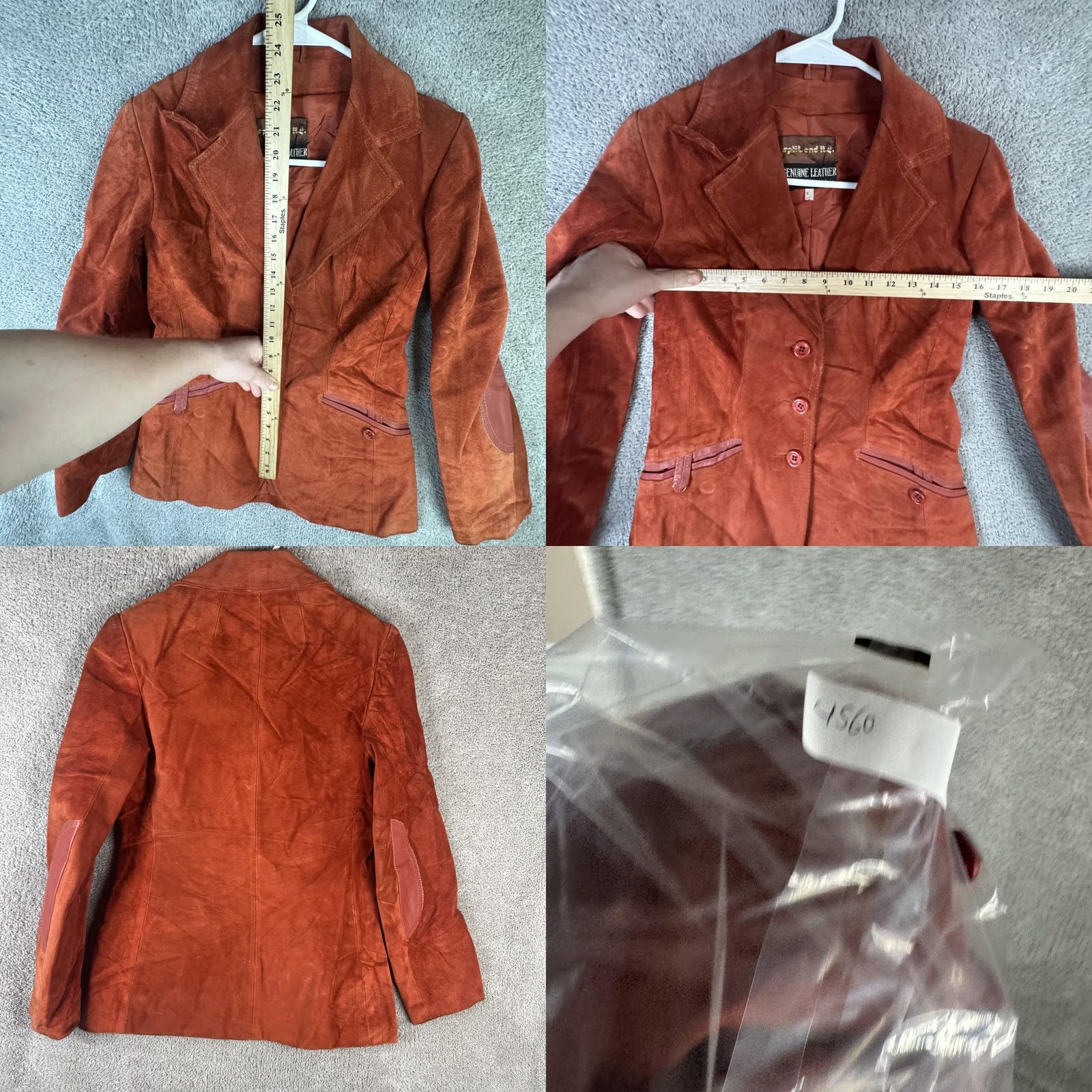 Vintage Split End Ltd Blazer Womens 7/8 Orange Suede Leather Elbow Patch Single Breasted Jacket Size M / US 6-8 / IT 42-44 - 8 Thumbnail