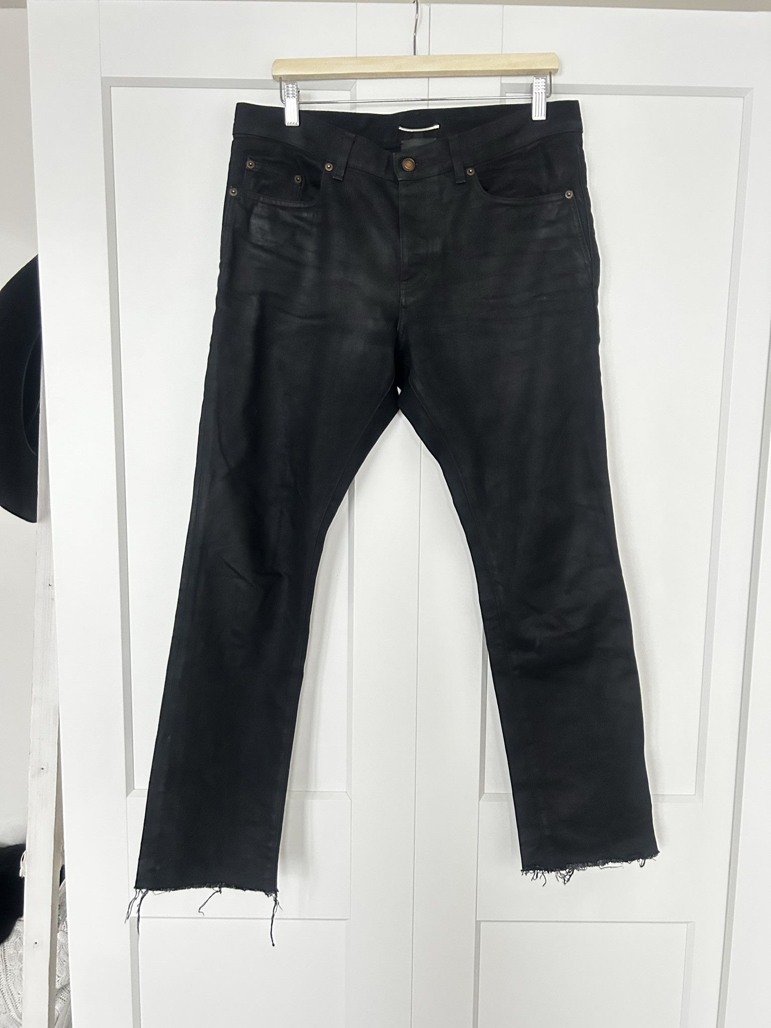 Saint Laurent Paris Saint Laurent waxed slim jeans Size US 32 / EU 48 - 1 Thumbnail