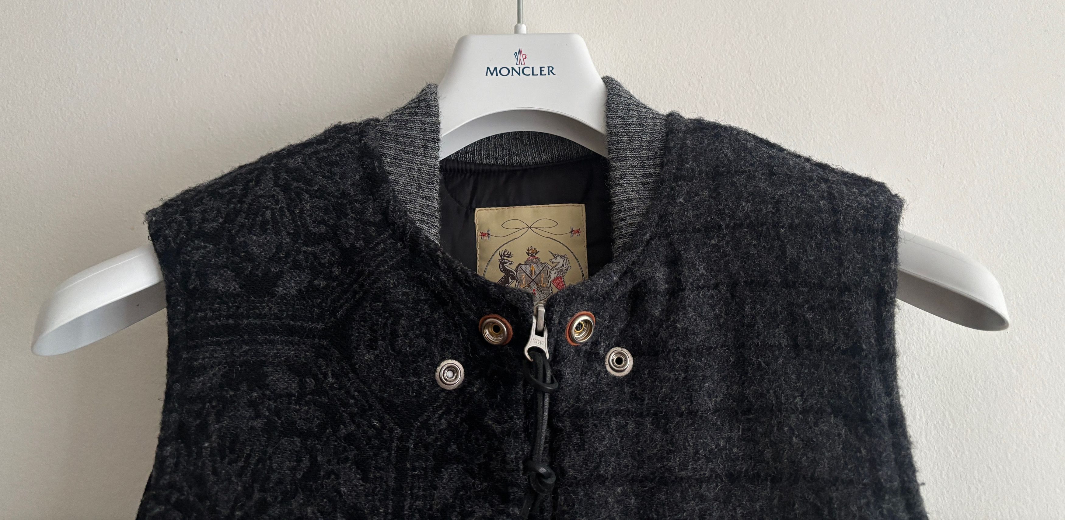 Monitaly $435 Black Grey Patchwork Wool Nylon Quilted Vest - 42 / L Size US L / EU 52-54 / 3 - 4 Thumbnail