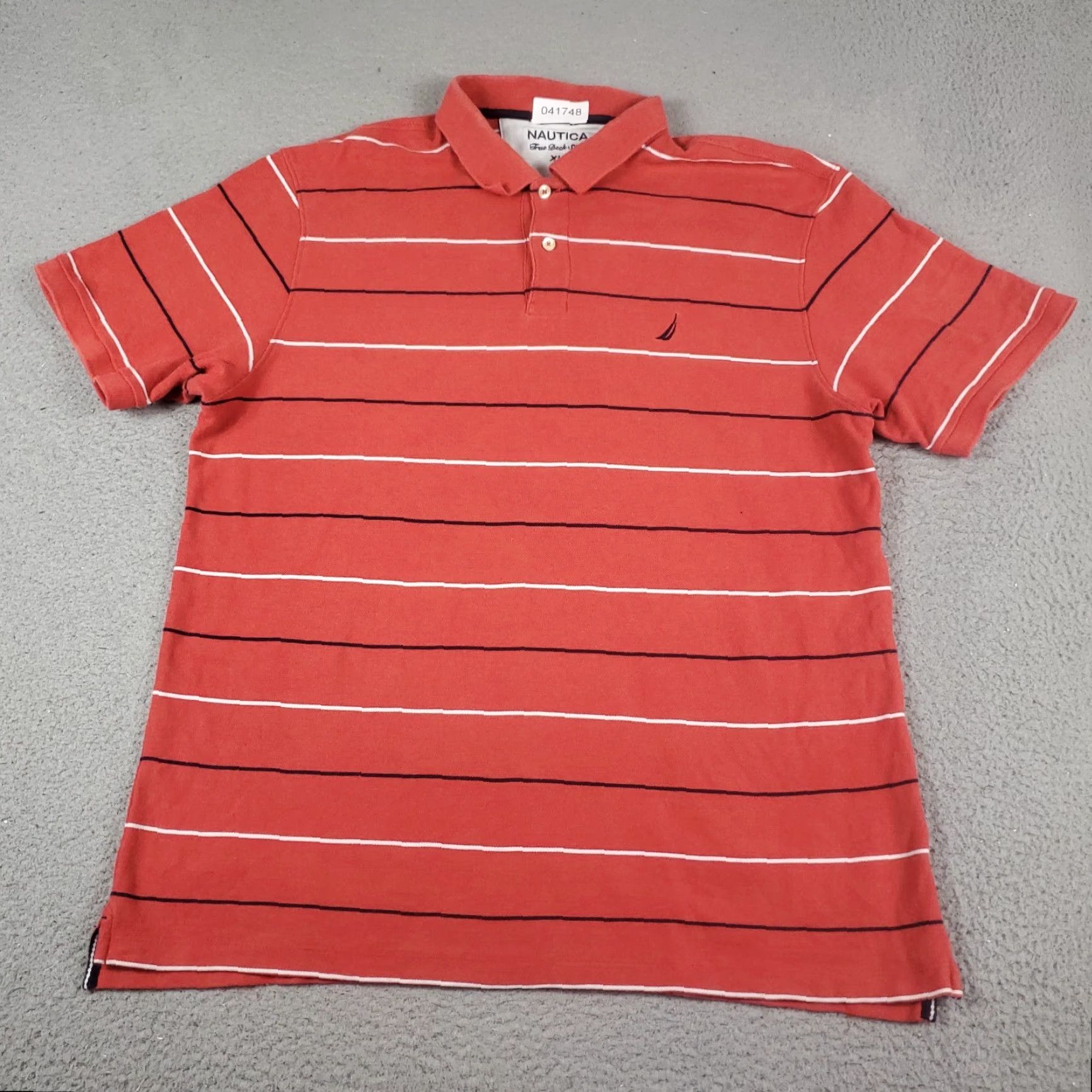 Nautica Nautica Polo Shirt Mens XL Red Orange Striped Short Sleeve Button Collar Classic Preppy Casual Shirt Mens XL Red/Orange Size US XL / EU 56 / 4 - 2 Thumbnail