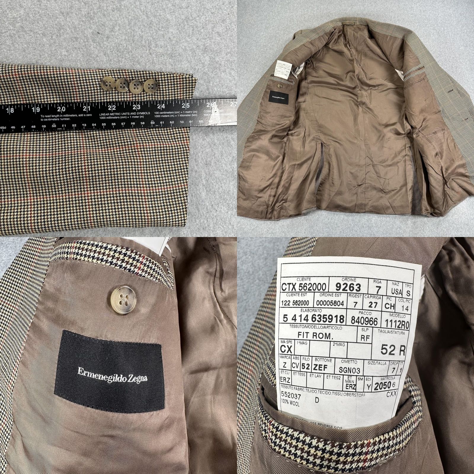 Ermenegildo Zegna VINTAGE Ermenegildo Zegna Blazer Sport Coat Mens 52 Brown Plaid Wool Tweed Fit Rom Size 52R - 8 Thumbnail
