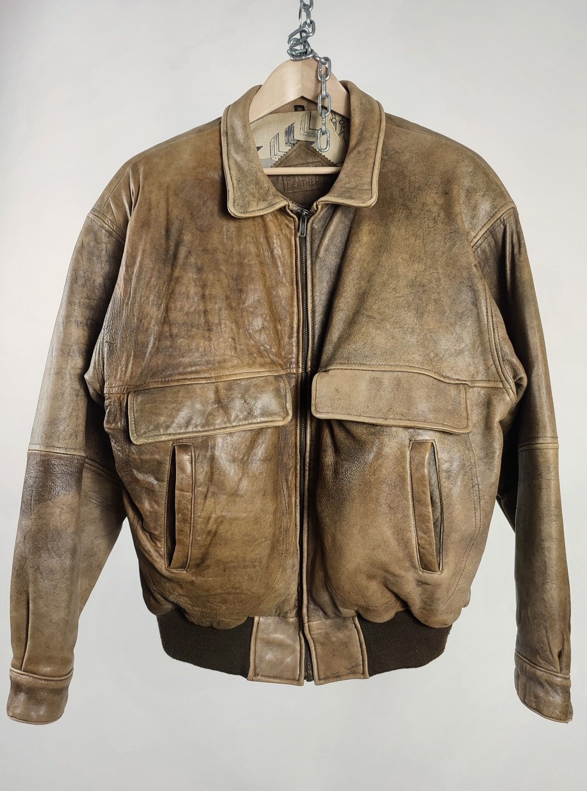 Genuine Leather 90s Vintage Aviator Leather Sheepskin Bomber Jacket Size US L / EU 52-54 / 3 - 5 Thumbnail