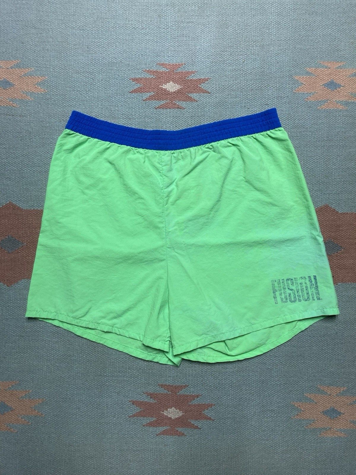 Vintage 80s fusion sport shorts neon lightweight swim trunks medium Size US 32 / EU 48 - 1 Thumbnail