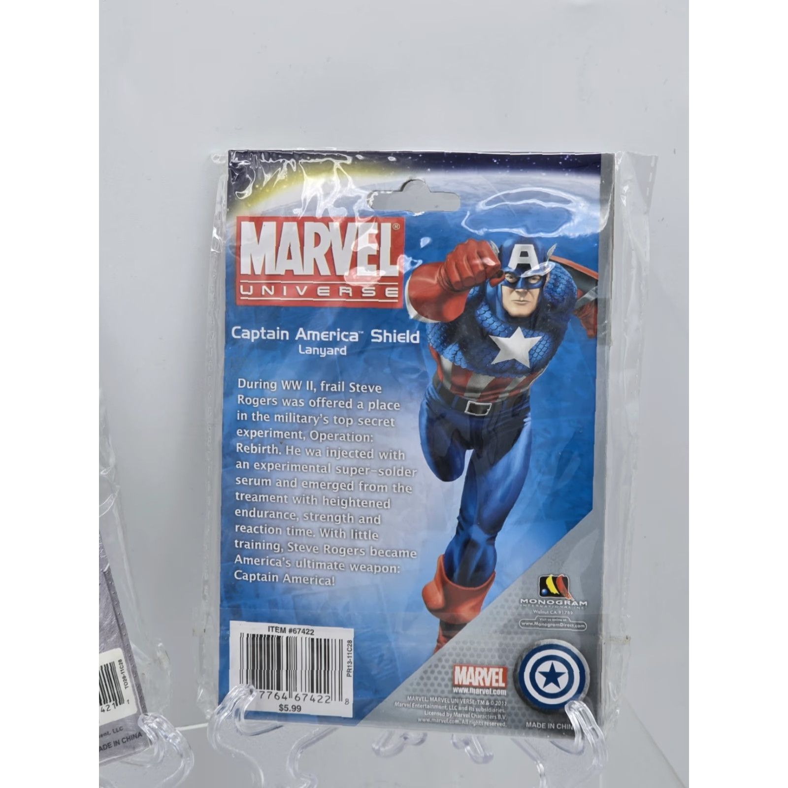 Vintage 2 Lot Marvel Captain America Shield Pewter Key Ring NEW SEALED & Lanyard! Size ONE SIZE - 5 Thumbnail