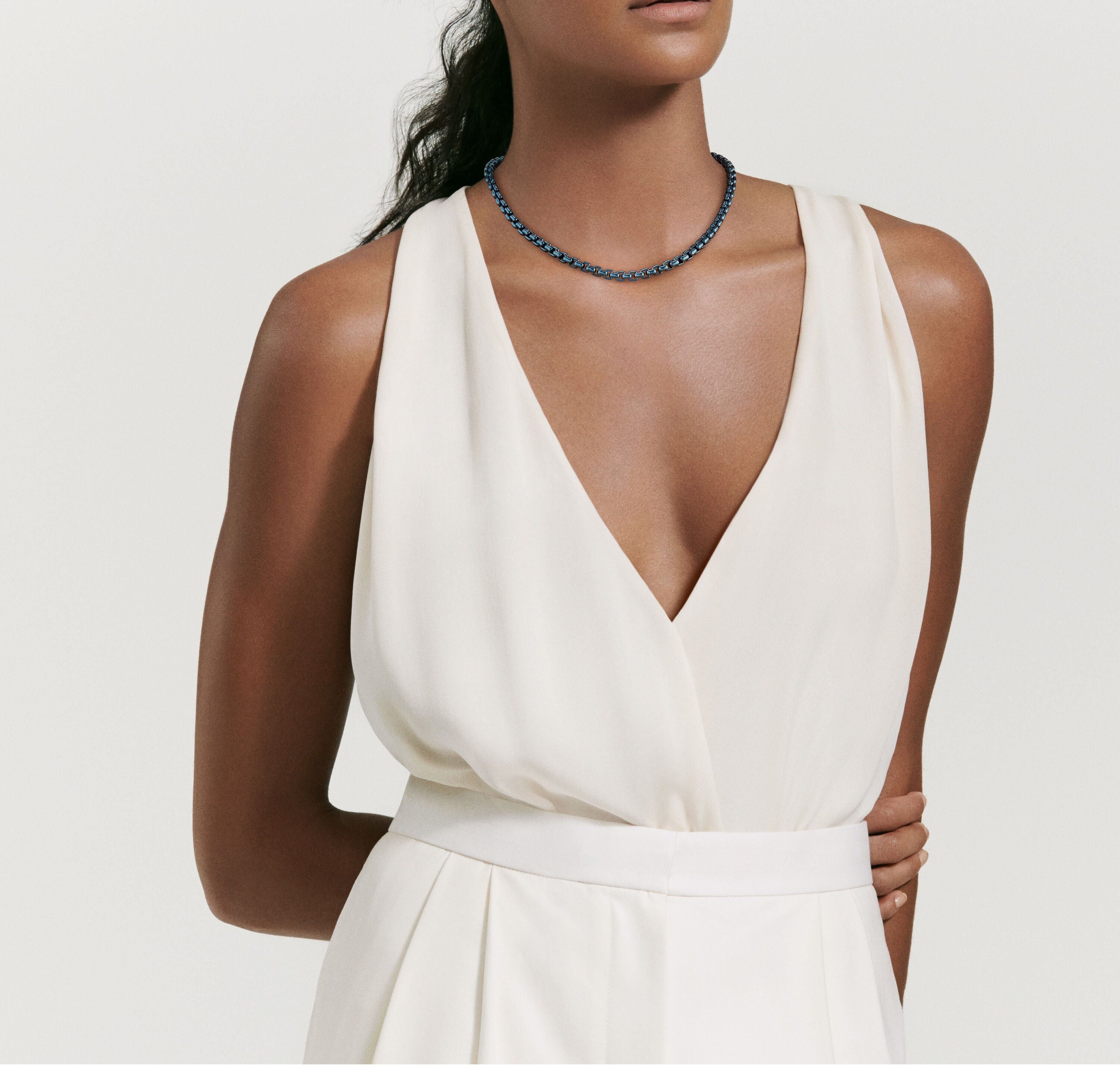 David Yurman o1w1db10325 Bel Aire Color Box Chain Necklace in Navy Acryli Size ONE SIZE - 3 Thumbnail