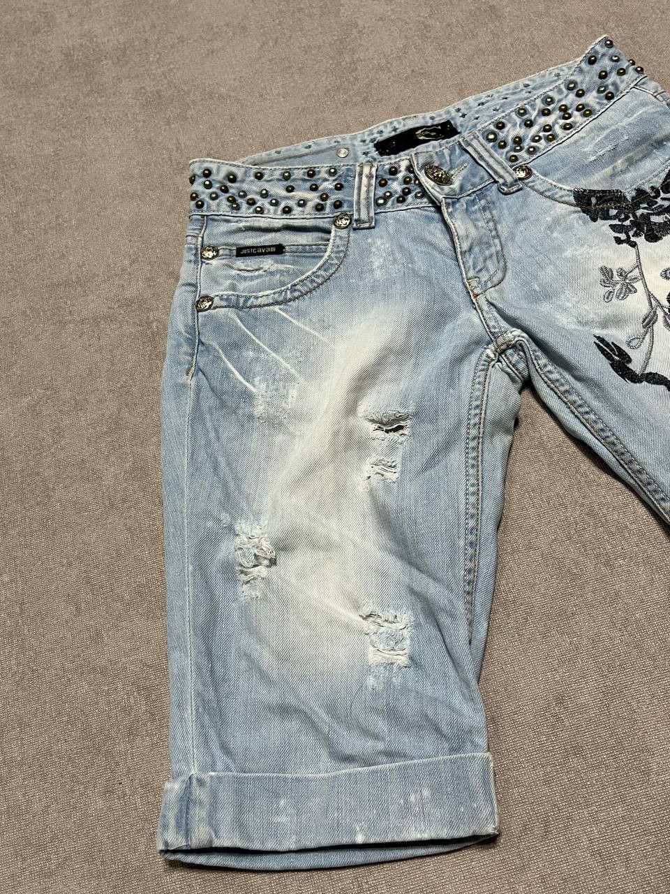 Just Cavalli Roberto Just Cavalli Women`s Short Denim Logo Print Size 26" / US 2 / IT 38 - 4 Thumbnail