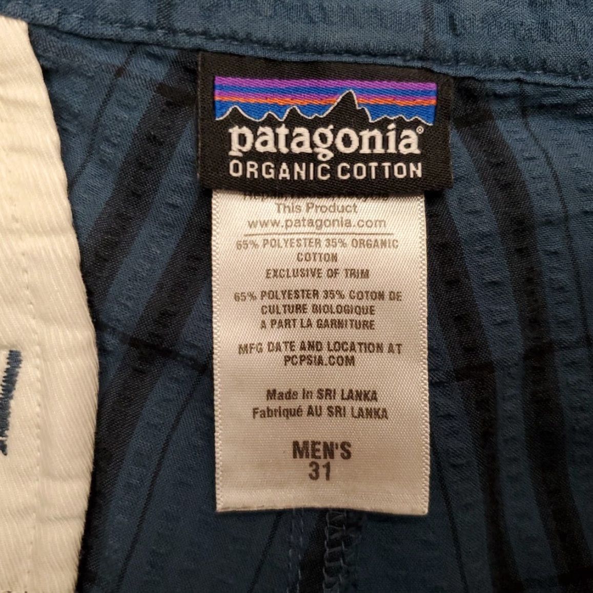 Patagonia Patagonia Shorts Men 31 Blue Flat Front Seersucker Outdoor Hike Bermuda Ocean Nature Plaid Pockets Casual Mens Size US 31 - 2 Thumbnail