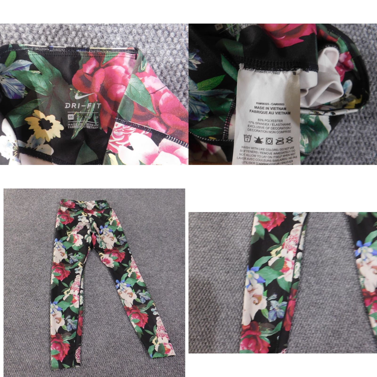 Nike Nike Leggings Women XS Set Logo Floral Blue Pull On Stretch Retro Compression Yoga Athletic Size 40" / US 18 - 10 Thumbnail