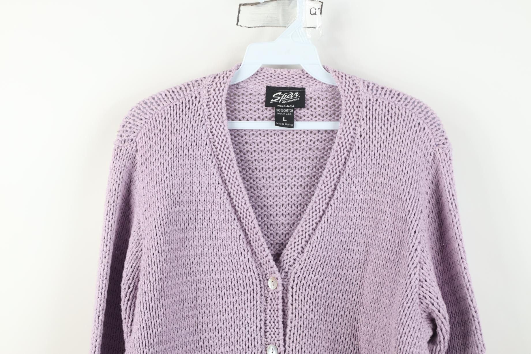 Vintage Vtg 90s Streetwear Cotton Crochet Knit Cardigan Sweater USA Size L / US 10 / IT 46 - 2 Thumbnail