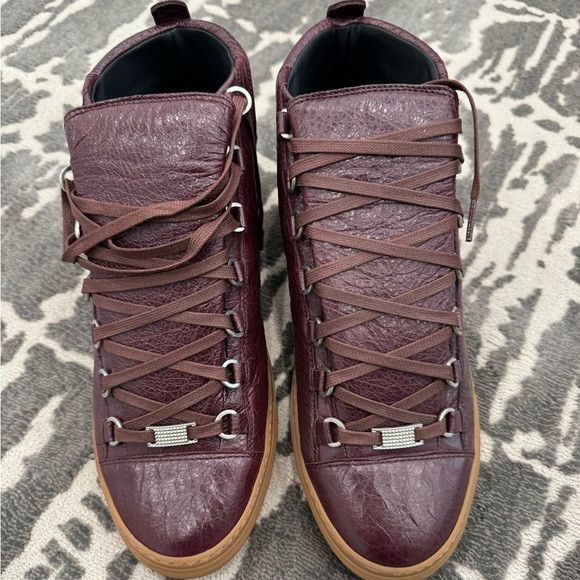 Balenciaga Arena Sneakers Burgundy Gum High Tops