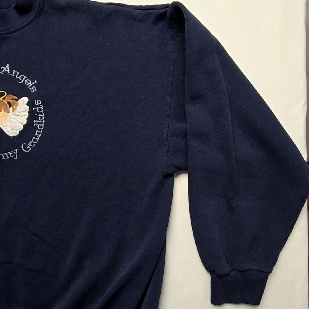 Tultex Vintage Angel Grandkids Sweatshirt Embroidered Blue Grandma Size XL / US 12-14 / IT 48-50 - 5 Thumbnail