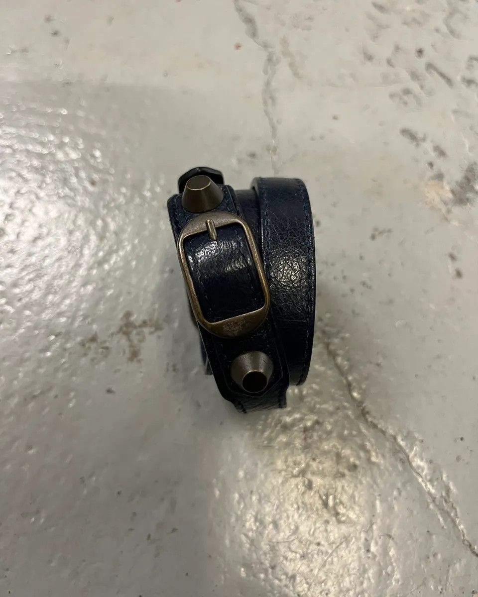 Balenciaga Balenciaga Navy Leather Double-Wrap Buckle Bracelet Size ONE SIZE - 5 Thumbnail
