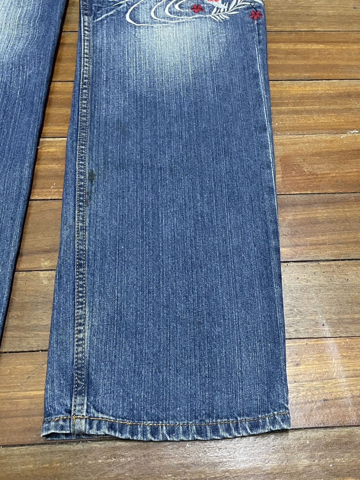 Le Grande Bleu (L.G.B.) Rare Vintage Japanese Brand Sukajan Koi Fish Jeans 1990s Size US 33 - 6 Thumbnail