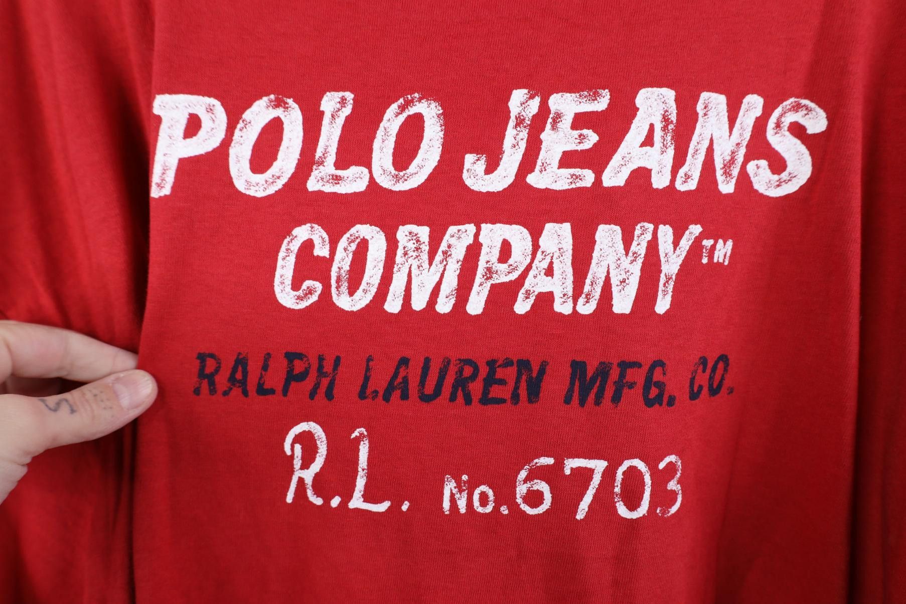 Polo Ralph Lauren Deadstock Vintage 90s Ralph Lauren Chalk Stencil T-Shirt Red Size US XXL / EU 58 / 5 - 11 Thumbnail