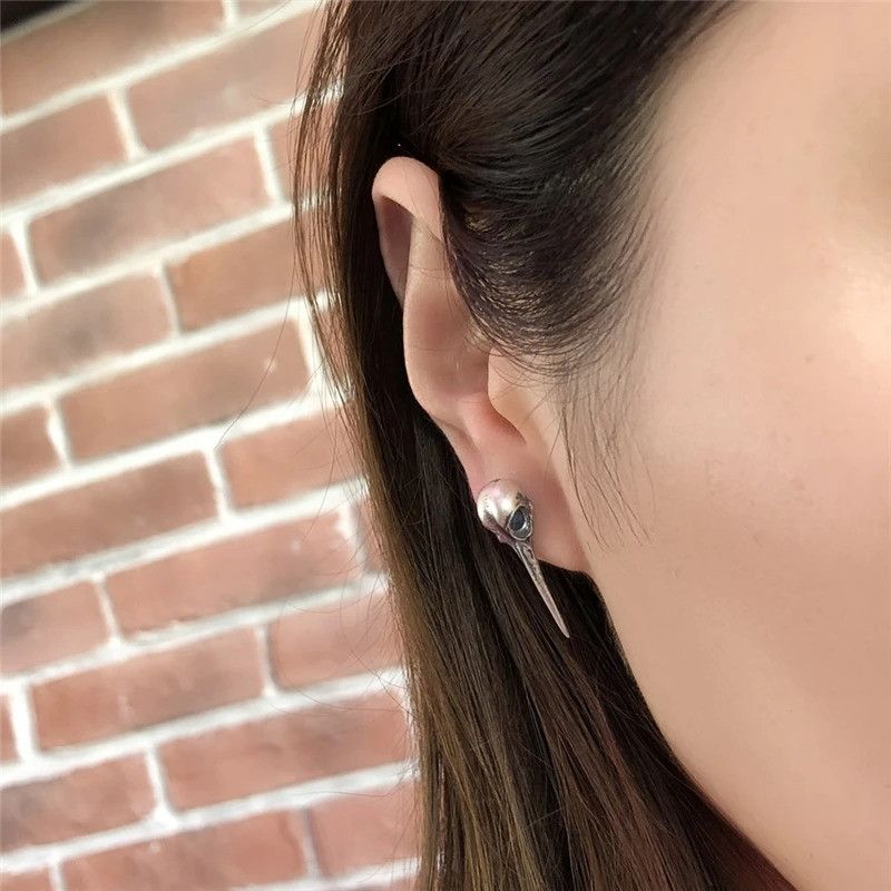 Jewelry Hummingbird Bones Stud Earrings 925 Sterling Ear Studs Charm Size ONE SIZE - 1 Thumbnail