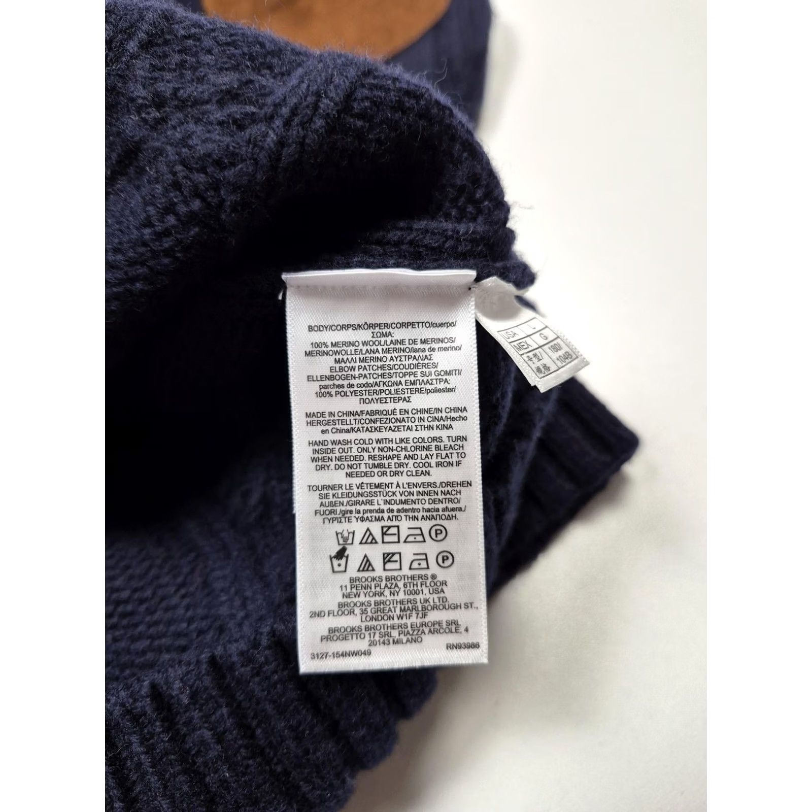 Brooks Brothers Brooks Brothers Sweater Mens L Blue Merino Wool Plaid Crewneck Elbow Patch Knit Cable-Knit Heavyweight Classic Preppy Winter Casual Size US L / EU 52-54 / 3 - 4 Thumbnail